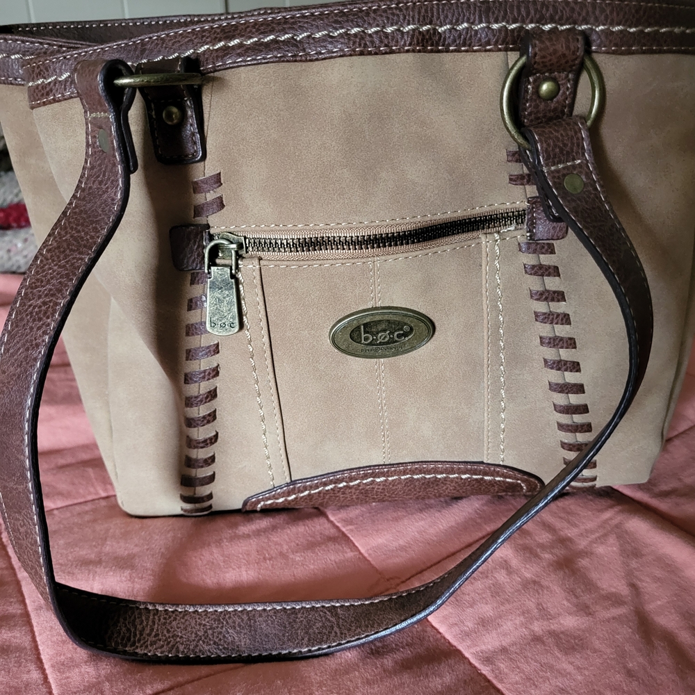 b.o.c. Tan and Brown Tote Bag with Structured Design